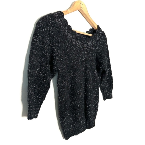 Adele Knit Wear | Vintage Black Metallic Sweater - Picture 2 of 6